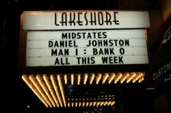 Daniel's name in lights at the Lakeshore Theater in Chicago