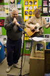 Daniel Johnston at Spillers Records in Cardiff Whales with Brett Hartenbach